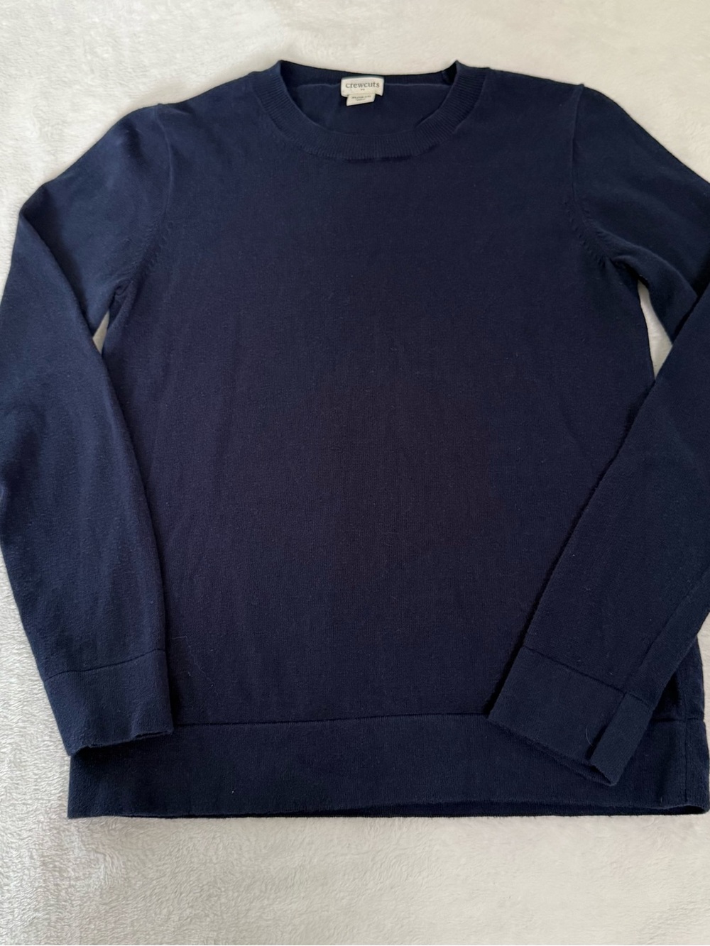 J.Crew Crewcuts Kids XL 12-14 Navy Blue 100% Cotton Crewneck Sweater Pullover
